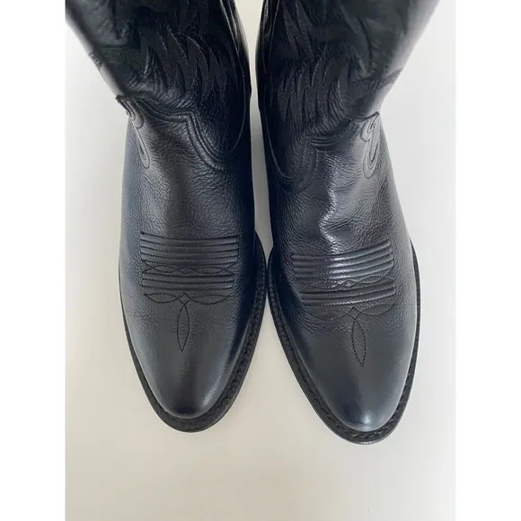 Ariat R Toe Western Boot Black Leather Size 7D Cowboy Southwestern