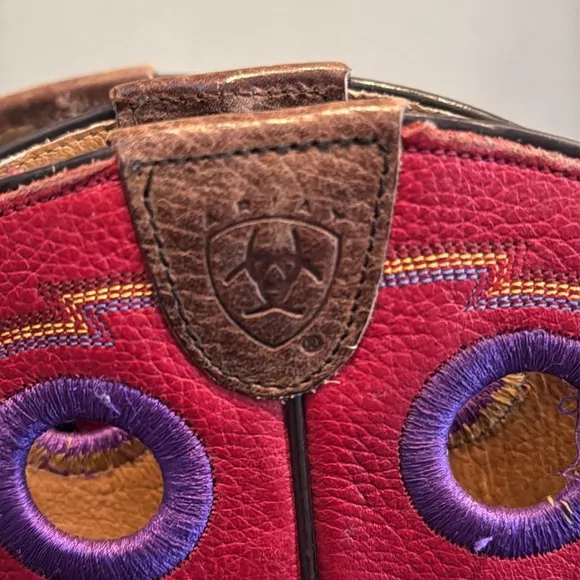 Ariat red and purple embroidered crossfire pull on cowgirl western boots 8.5B