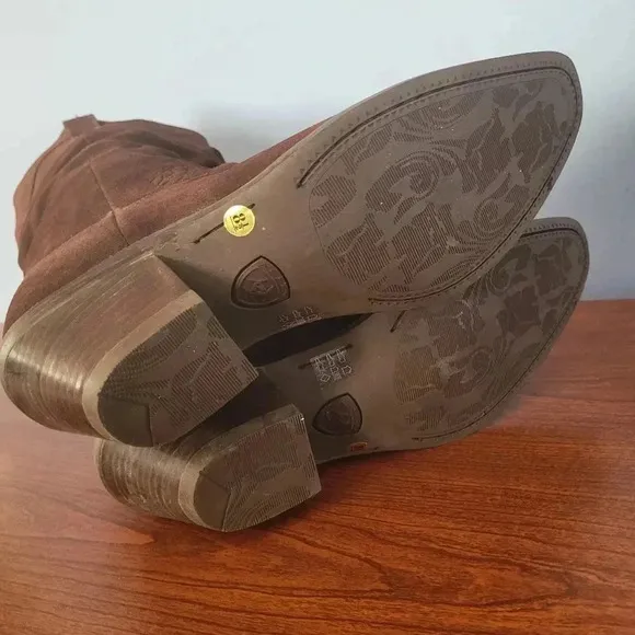 Ariat Suede Leather Deep Brown Slouchy Western Inspired Heeled Boots(8.5)