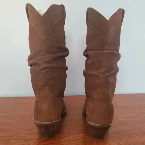Ariat Suede Leather Deep Brown Slouchy Western Inspired Heeled Boots(8.5)