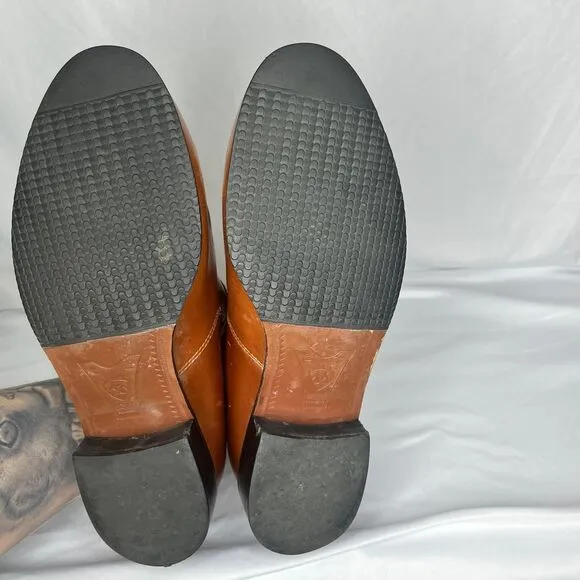Ariat Western Ankle Boots Cognac Brown Leather‎ Buckle Detail Classic Size 9 B