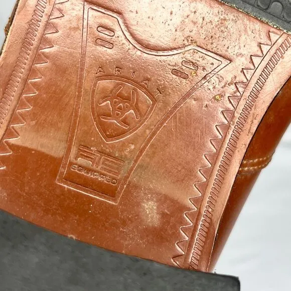 Ariat Western Ankle Boots Cognac Brown Leather‎ Buckle Detail Classic Size 9 B