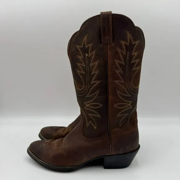 Ariat Womens Size 6B Heritage R Toe Cowboy Western Boots Distressed Brown