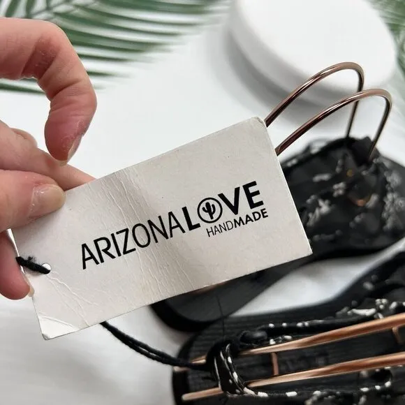 ARIZONA LOVE Trekky Flat Spartiate Strappy Sandals In Black Bandana Size 38 NWOB
