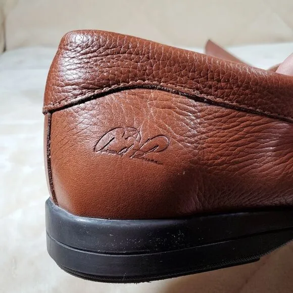 Arnold Palmer Mens Tan Brown Leather Loafers Made in Brazil Size 10M