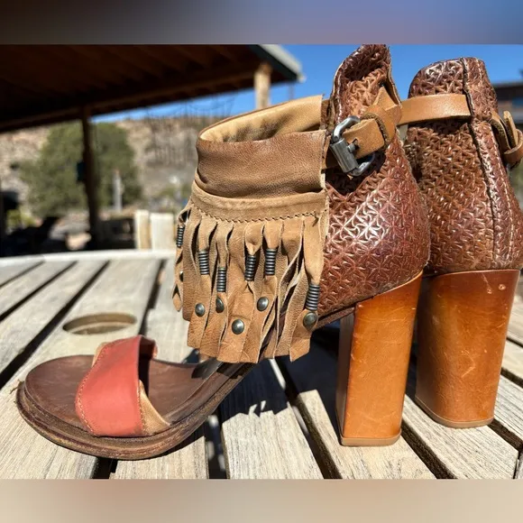 A.S.98 Fringed High Heeled Western Sandals