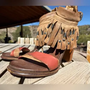 A.S.98 Fringed High Heeled Western Sandals