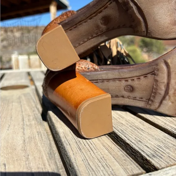 A.S.98 Fringed High Heeled Western Sandals