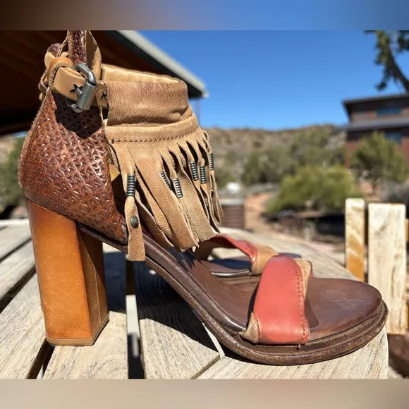 A.S.98 Fringed High Heeled Western Sandals
