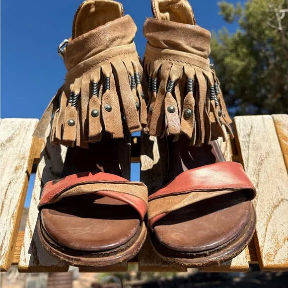 A.S.98 Fringed High Heeled Western Sandals