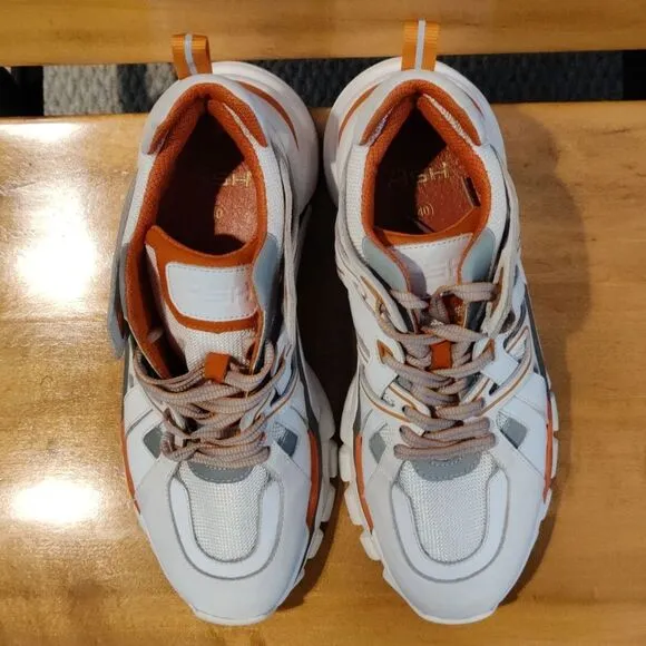Ash fashion sneakers white with orange and gray accents  woman's size 40EU/9 US