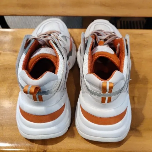 Ash fashion sneakers white with orange and gray accents  woman's size 40EU/9 US