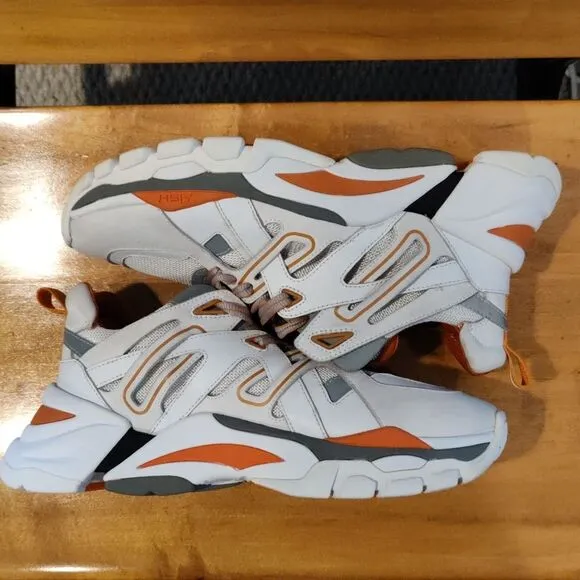 Ash fashion sneakers white with orange and gray accents  woman's size 40EU/9 US