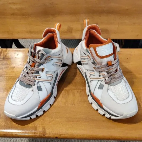 Ash fashion sneakers white with orange and gray accents  woman's size 40EU/9 US