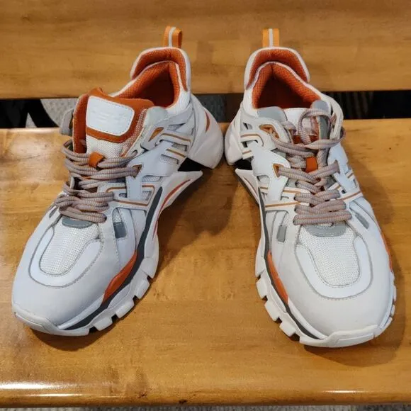 Ash fashion sneakers white with orange and gray accents  woman's size 40EU/9 US
