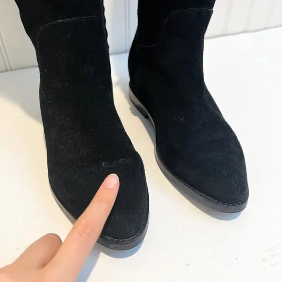 ASH Jess Black Suede Knee-High Tall Classic Designer Low Heel Boots 37
