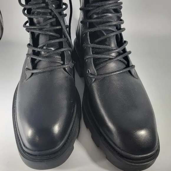ASH Madness Moto Combat Boots Black Leather Block Heel Size 40 Retail $345 NWT