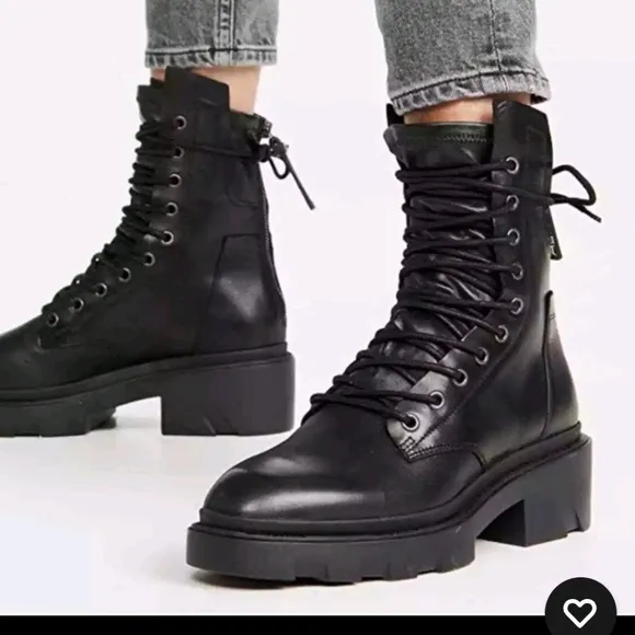 ASH Madness Moto Combat Boots Black Leather Block Heel Size 40 Retail $345 NWT