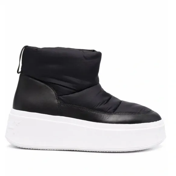 ASH Maxi Padded Platform Puffer Boots in Black/White Women’s 8.5