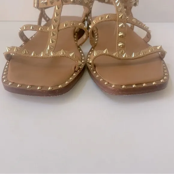 Ash Precious Studded Leather Flat Sandals Size 8