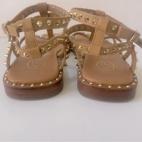 Ash Precious Studded Leather Flat Sandals Size 8