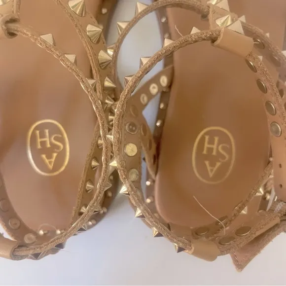 Ash Precious Studded Leather Flat Sandals Size 8