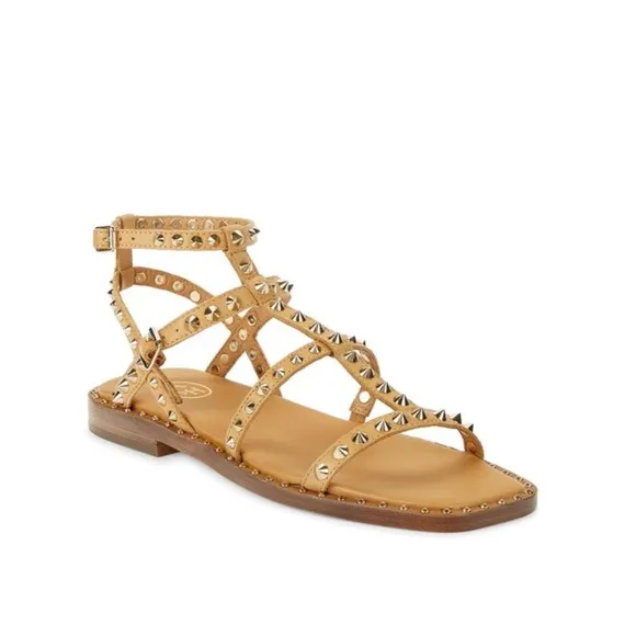 Ash Precious Studded Leather Flat Sandals Size 8