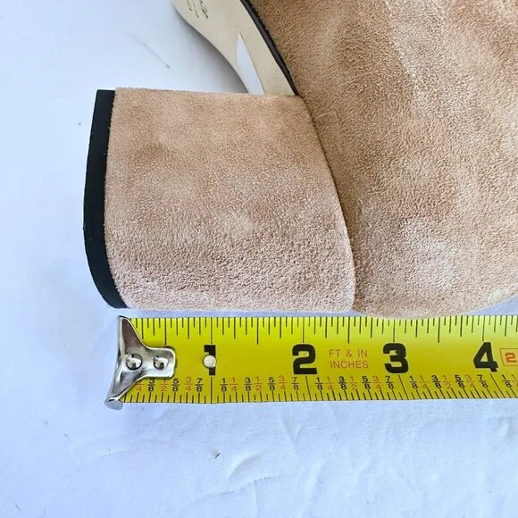 ASKA Over Knee Boots Block Heel Tan Brown  Suede Leather Shoe Size EU 40 US 10