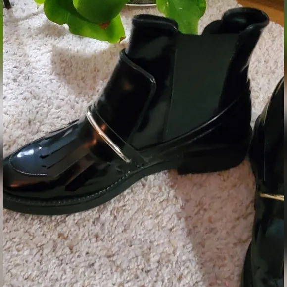 ASOS Black Ankle Boots with Fringe Detail