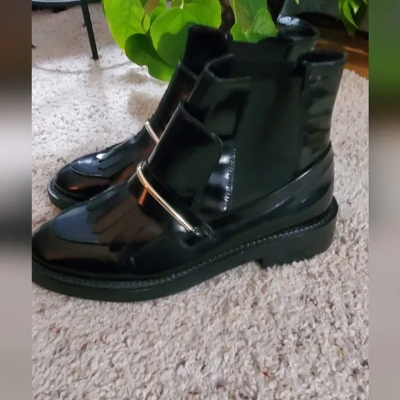 ASOS Black Ankle Boots with Fringe Detail