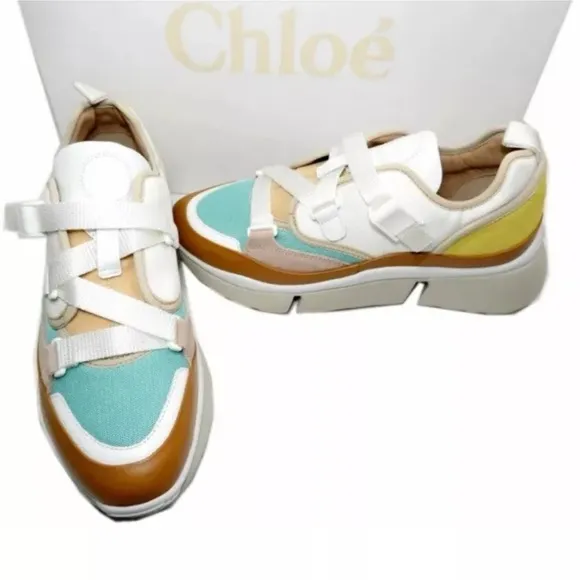 Authentic Chloe Sonnie Fashion Sneakers Sz 39 /8.5 worn once excellent condition