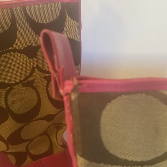 Authentic Coach Paige  pink brown slip on Rain boots sz 8 READ
