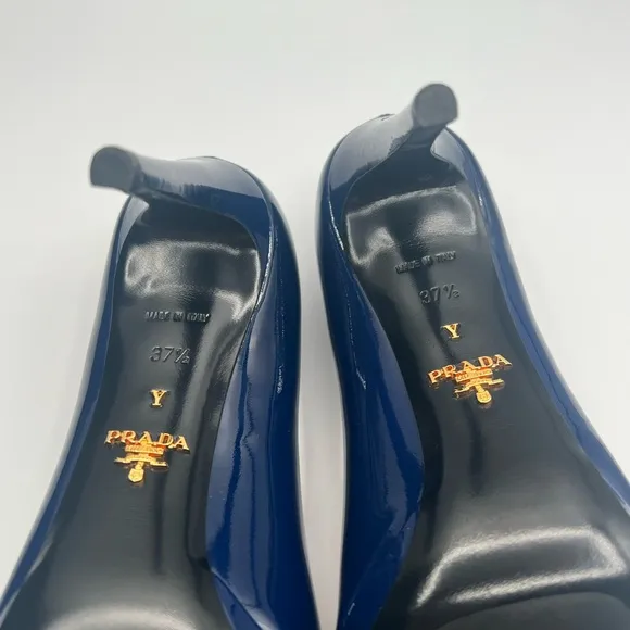 Authentic Women’s Blue Prada Peep Toe Sandals SZ 37.5 Excellent Condition
