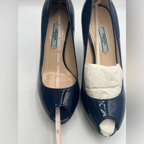 Authentic Women’s Blue Prada Peep Toe Sandals SZ 37.5 Excellent Condition