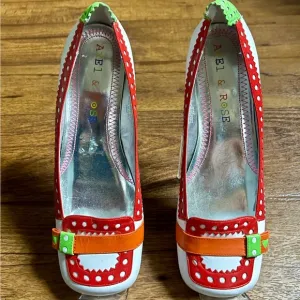 Axel &amp; Rose • White Rainbow Clown Loafers • Polka Dots • Size 8 1/2