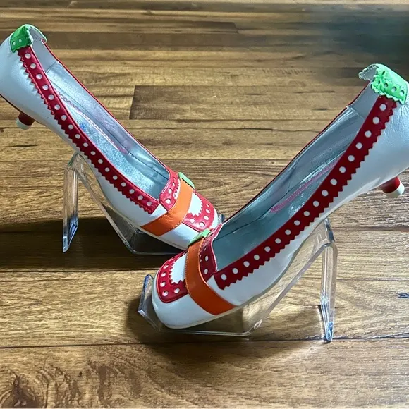 Axel &amp; Rose • White Rainbow Clown Loafers • Polka Dots • Size 8 1/2