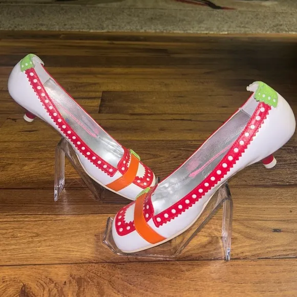 Axel &amp; Rose • White Rainbow Clown Loafers • Polka Dots • Size 8 1/2