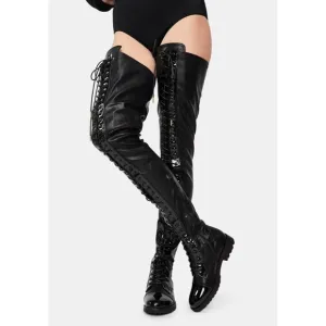 Azalea Wang Retention Lace-up Thigh High Boots Goth Cosplay Punk Exotic Vegan 7