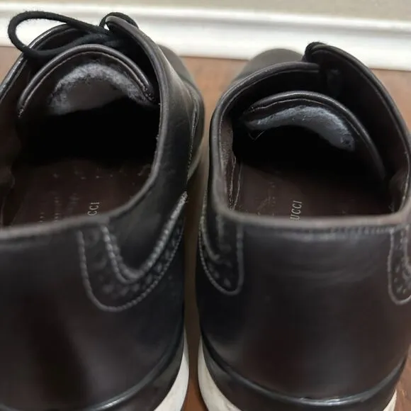 BACCO BUCCI Mens KEYLOR Fashion Sneaker Medallion Toe in Black Leather