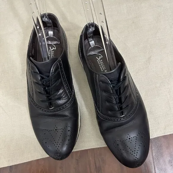 BACCO BUCCI Mens KEYLOR Fashion Sneaker Medallion Toe in Black Leather