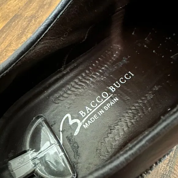 BACCO BUCCI Mens KEYLOR Fashion Sneaker Medallion Toe in Black Leather