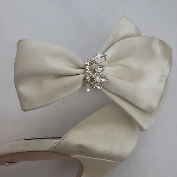 Badgley Mischka Fran Embellished Bow High-Heel Sandals