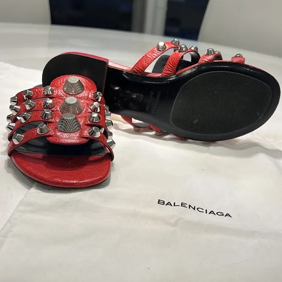 Balenciaga Grommet Sandals Red 37