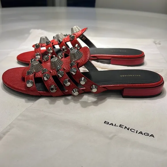 Balenciaga Grommet Sandals Red 37