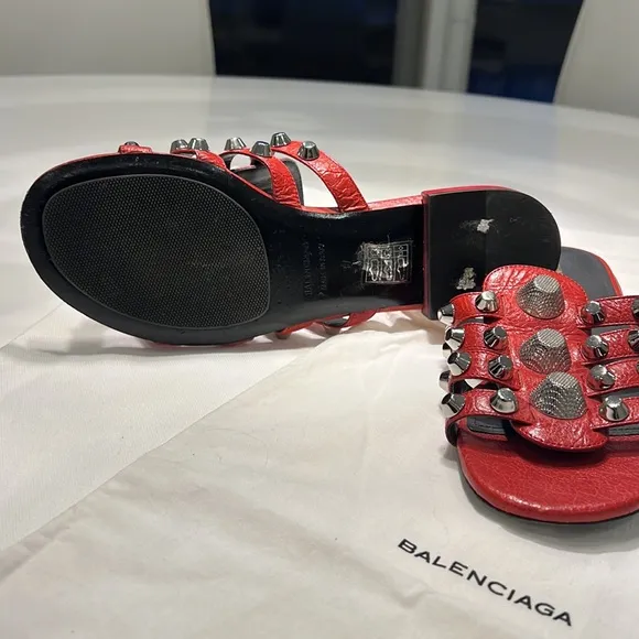 Balenciaga Grommet Sandals Red 37
