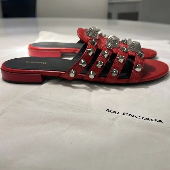 Balenciaga Grommet Sandals Red 37