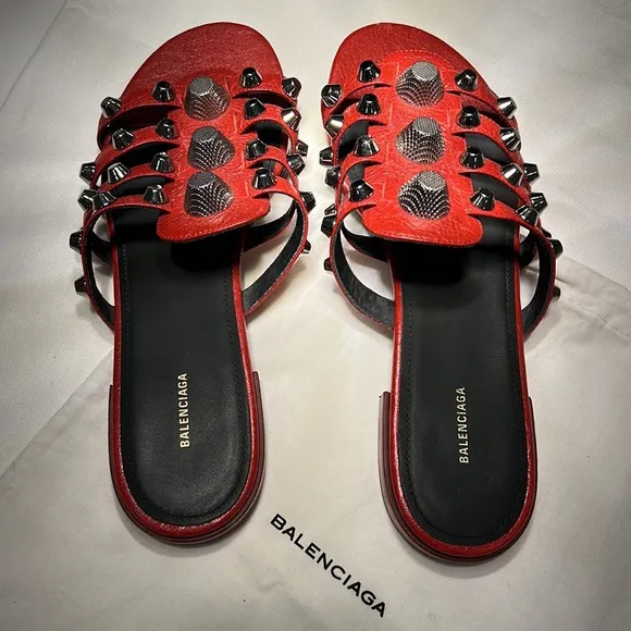 Balenciaga Grommet Sandals Red 37
