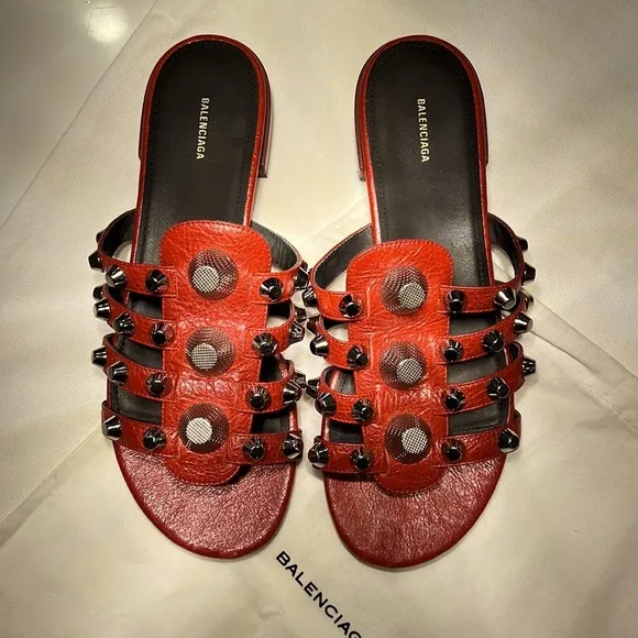 Balenciaga Grommet Sandals Red 37