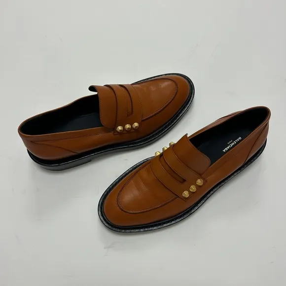 Balenciaga Studded Leather Loafers
