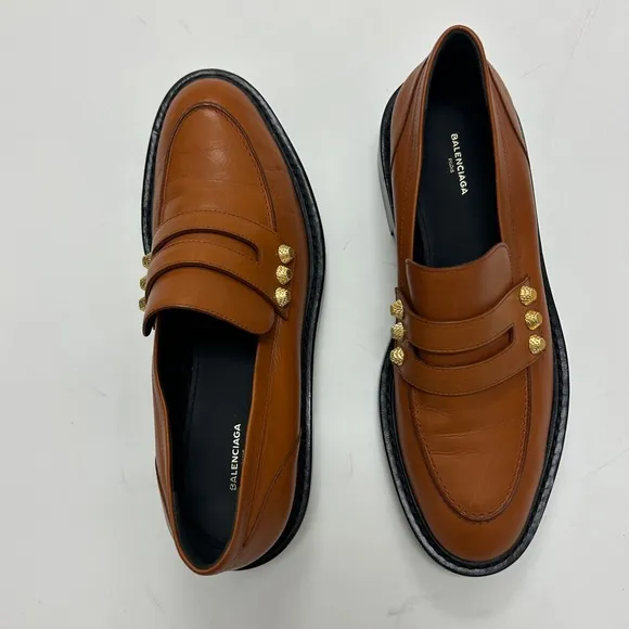 Balenciaga Studded Leather Loafers